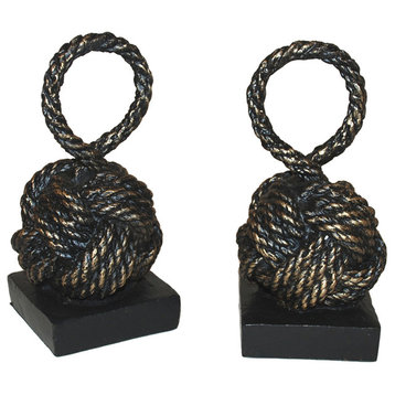Rope Knot Bookends, Bronze