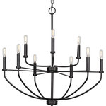 Progress Lighting - Leyden 9-Light Farmhouse Chandelier Light, Matte Black - Complement your interiors with the Leyden Collection 9-Light Matte Black Farmhouse Chandelier Light. The sweeping arms and candlestick light bases are coated in a beautiful matte black finish. Light sources glow from atop the smooth light bases for graceful illumination. For ideal illumination, use 9 candelabra base bulbs that are sold separately (60w max - LED/CFL/incandescent). The chandelier is compatible with dimmable bulbs. The chandelier's graceful design is ideal for any dining room, kitchen, bedroom, or living room in farmhouse, transitional, and coastal style settings.