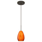 Besa Lighting - Besa Lighting 1XT-1713HB-LED-BR Pera 6 - One Light Cord Pendant with Flat Canopy - The Pera 6 is a curvy bell-bottomed shape, that fiPera 6 One Light Cor Bronze Habanero Glas *UL Approved: YES Energy Star Qualified: n/a ADA Certified: n/a  *Number of Lights: Lamp: 1-*Wattage:50w GY6.35 Bi-pin bulb(s) *Bulb Included:Yes *Bulb Type:GY6.35 Bi-pin *Finish Type:Bronze