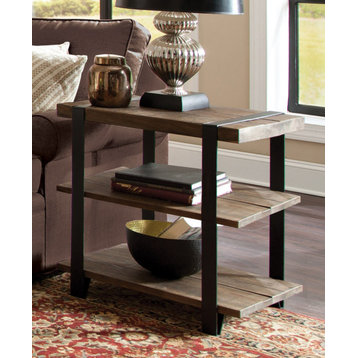 Modesto Metal Strap and Reclaimed Wood End Table, Shelf
