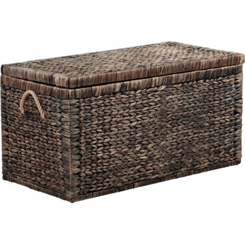 Click365 Storage Trunk Farmhouse Style Large Deep Woven Black Washed Wicker