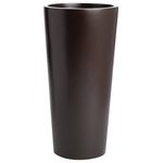 Root and Stock - Sonoma Tall Cylinder Planter, Brown, 18"x36" - The large, brown Sonoma Tall Cylinder Planter from Root and Stock is defined by its sleek, timeless silhouette. Crafted from industrial-strength fiberglass, this product is lightweight, durable, maintenance-free and weather-resistant, making it an optimal choice for both indoor and outdoor areas. Unpretentious and sophisticated, this planter from Root and Stock is a simple yet elegant way to bring a dash of color and energy to your home.