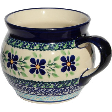 Polish Pottery Potbelly Coffee Mug, Pattern Number: DU121