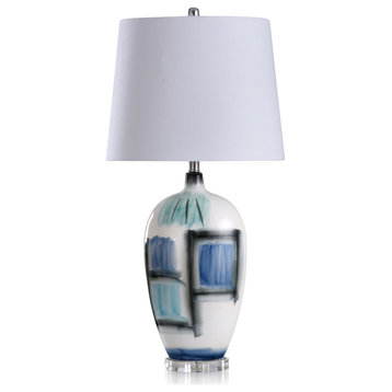 Rosalind Table Lamp, Blue and White and Black