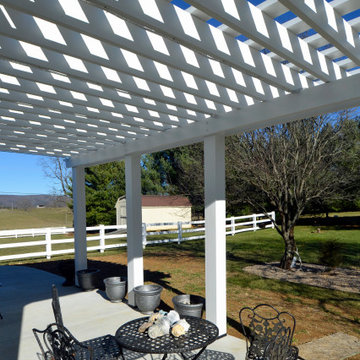 The pergola is equipped with LED rope lighting for ambience and to light the way