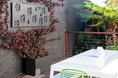 This is an example of a large contemporary courtyard patio in Melbourne.