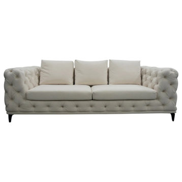 Raleigh Modern White Velvet Sofa