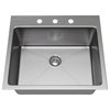 MR Direct T1823 Topmount Single Bowl 3/4-Inch Radius Kitchen Sink, Sink Only