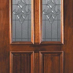 Pre-hung Single Door 80 Wood Mahogany Renaissance Twin Lite Glass - Front Doors