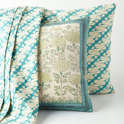 Turquoise "Antique Batik" Bed Throw 50" x 70" - TURQUOISE (50x70)