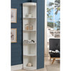 Furniture of America Maleena Wood 5-Shelf Corner Bookcase in White