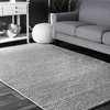 nuLOOM Braided Wool Hand Woven Chunky Cable Rug, Light Gray, 8'x10'