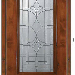 Prehung Home Single Door 80 Wood Alder Marsala 1 Panel 3/4 Lite Glass - Front Doors