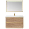 Huesca Bath Vanity in North American Oak, 48" Single Sink, With Mirror
