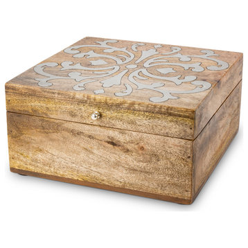 Mango Wood With Metal Inlay Heritage Lidded Box