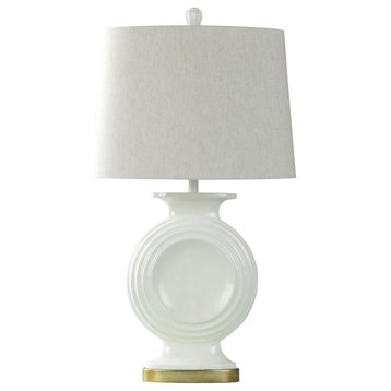 Norford Table Lamp Rippled White And Painted Gold Base