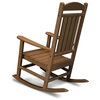 Patio Rocking Chair, All Weather Plastic Frame With Slatted Seat, Brown