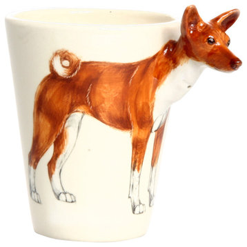 Basenji 3D Ceramic Mug, Brown
