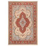 Bareens Designer Rugs - Tribal Heriz Ziegler Rudolf Beige Rust Hand-Knotted Rug - 10'1'' x 13'11'' - Enhance the ambiance of your home with this magnificent Persian-influenced Turkish hand-knotted rug made by skilled artisans capable of creating the most exceptional vegetable dyes and hand-spun wool. This exquisite handmade rug is a one-of-a-kind Peshawar Kafkaz, otherwise identified as Chobi, Chobi Peshawar, Oushak, or Ziegler rug. These handmade rugs are crafted in Pakistan utilizing superior-quality wool imported from Australia, New Zealand, and Korea in two types of weaves: the Persian weave and the Mori weave. This rug is meticulously crafted by hand using the finest natural vegetable dyes extracted from local plants. The artisans use a blend of hand-spun local and fine merino wool, resulting in a rug with a compelling texture, higher lanolin content, and longer staple. The artisans occasionally incorporate natural or artificial silk into the pile to enhance specific motifs. The finished product is an awe-inspiring execution of flawless design and an understated palette that exudes elegance.