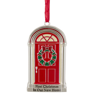 3"h Silver Plated "First Christmas in Our New Home" Crystal Christmas Ornament