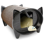 KatKabin - SkratchKabin Cat House, Cocoa Bean - The SkratchKabin is the new stylish dual purpose cat bed cat scratcher with unique feline-shaped ends which gives your fabulous felines the chance to exercise their natural instincts while protecting your furniture. Specifically designed to provide your cat with a snug, cozy place to sleep and a curved textured surface to scratch.