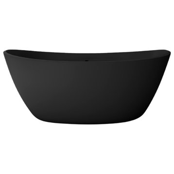 Manhattan Solid Surface Freestanding Tub, Black, 59"