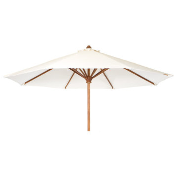 Teak Market Table Umbrella, White