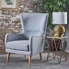 GDF Studio Sandra Wing Back Fabric Club Chair, Light Gray