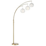 Lite Source - Lite Source LS-8871GOLD/WHT Deion - Three Light Floor Lamp - Deion Three Light Floor Lamp Brushed Gold White Fabric Shade3-Lite Arch Lamp, Brushed Gold W/White Shade, E27 A 60Wx3.Shade Included: yesBrushed Gold Finish with White Fabric Shade3-Lite Arch Lamp, Brushed Gold W/White Shade, E27 A 60Wx3.  Shade Included: yes. *Number of Bulbs: 3 *Wattage: 60W * BulbType: E27 A *Bulb Included: No *UL Approved: Yes