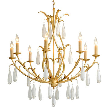 Prosecco Eight Light Chandelier in Gold Leaf