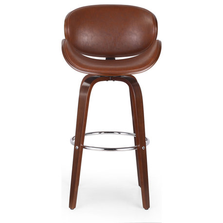 Candler Mid-Century Modern Upholstered Swivel Barstool