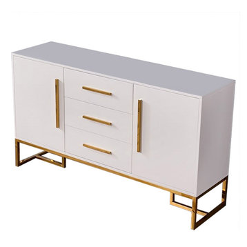59" White Buffet Table 2 Doors & 3 Drawers Kitchen Storage Sideboard Cabinet