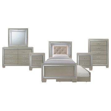 Glamour Youth Twin Platform w/ Trundle 6-Piece Bedroom Set