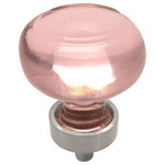 Cosmas - Cosmas 6355SN Satin Nickel and Glass Round Cabinet Knob, Pink Glass - Manufacturer: Cosmas