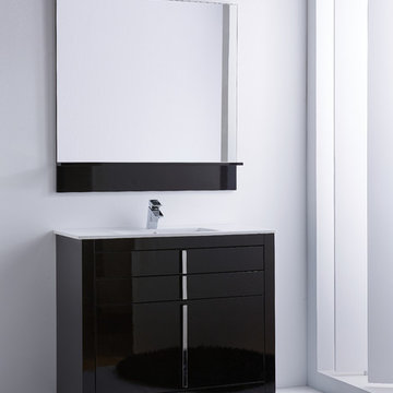 Roma bathroom vanity 40". Black high gloss lacquered.