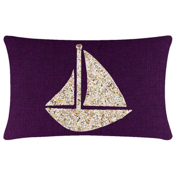 Sparkles Home Shell Sailboat Pillow, Purple, 14x20"