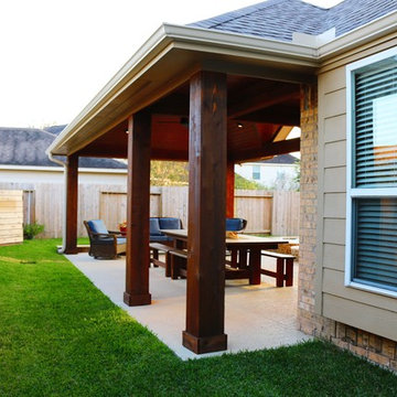 Patio Cover and Pool with Spa and Fire Feature in Long Meadow Farms, Richmond TX