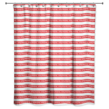 Merry Christmas Stripes 71x74 Shower Curtain