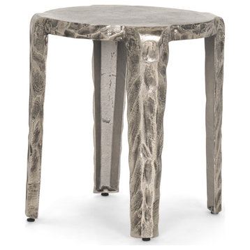 Randy Textured Silver Nickel Cast Aluminum Metal Accent Table