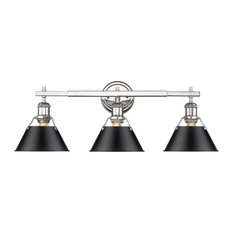 Orwell CH 3-Light Bath Vanity, Chrome With Black Shade