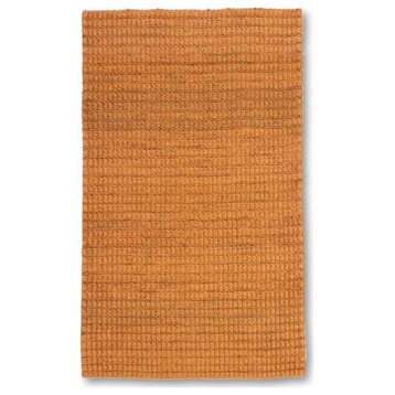 Hand Woven Loop Striped Woven Jute Rug by Tufty Home, Rust, 2.5x9