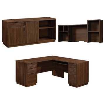 Home Square 3-Piece Set with L-Shaped Desk & Hutch & Office Credenza