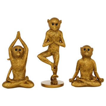 Eclectic Gold Polystone Sculpture Set 38291