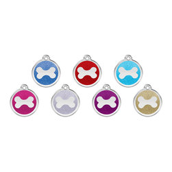 Red Dingo Bone Glitter ID Tag - Dog Toys