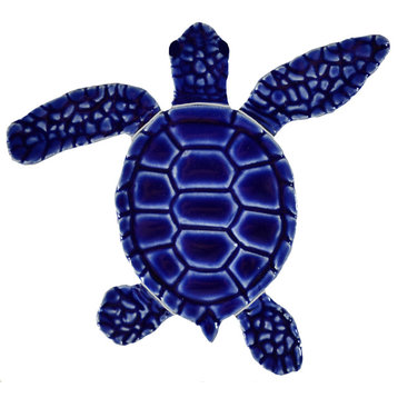 Mini Loggerhead Turtle Ceramic Swimming Pool Mosaic 4", Blue