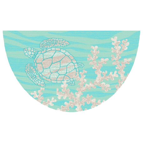 Seaside Coastal Accent Rug, 19"x31", Turtle Coral