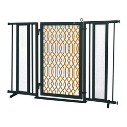 Fusion Gates - Fusion Gate with Gold Lattice Design, Black, 52"-60" - Dog Gates
