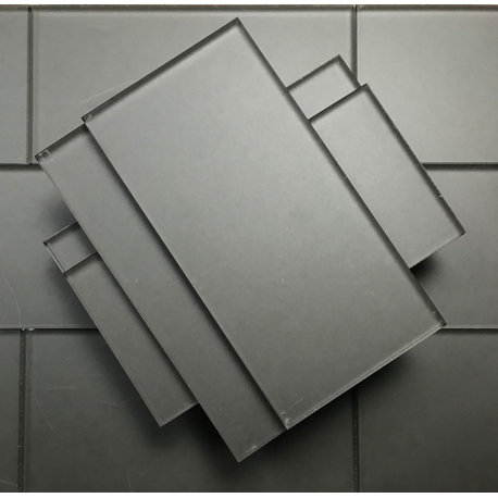 Forever 3"x6" Glass Subway Tile,Matte Royal Gray, Set of 112