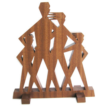 Mid Century Modern Family Wood Sculpture - with One Son and One Daughter