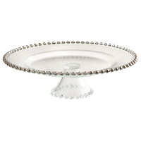 Elegance 12" Beaded Footed Cake Stand, Silver